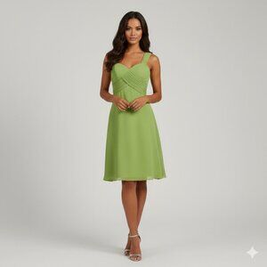 Apple Green One-Shoulder Chiffon Dress